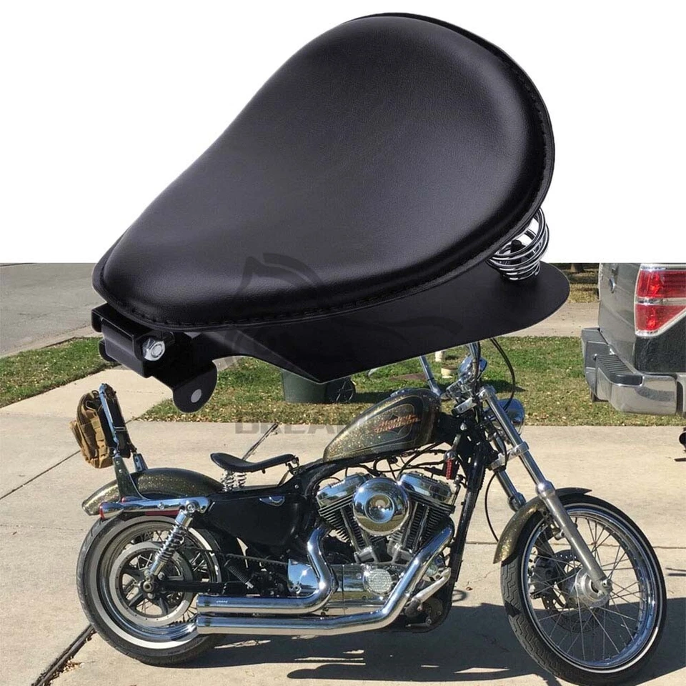 Soporte de resorte de asiento de conductor solo negro para motocicleta Harley Chopper Bobber Dyna Foto 1 de 4