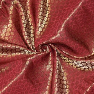 Maroon Brocade Art Silk Fabric Skirt Wedding Lehenga Solid Pattern Fabric for... - Picture 1 of 5