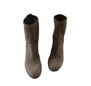 AGL Tan Suede Ankle Chunky Heel Slouch Pull On Boots Women's Sz 39.5/US 9 - Picture 1 of 10