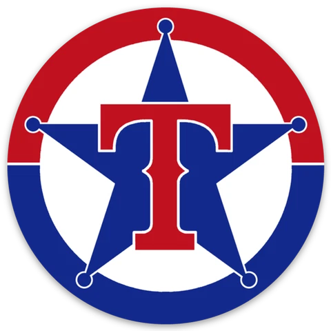 Texas Rangers Baseball T Monogram logo type with Star Die-cut Round MAGNET Cover