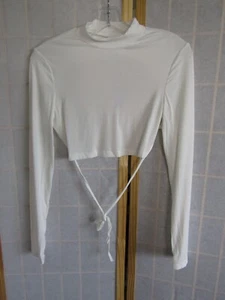 NIB Shein Off White Long Sleeve Open Back with Tie Blouse Top Women's Size 6 - Picture 1 of 4