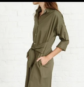 Amour Vert Wren knöpfend grün Bio Baumwolle Midi-Shirt Kleid Damen Gr. XS - Bild 1 von 12