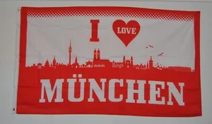FLAGGE FAHNE 90 x 150cm 4642 I LOVE MÜNCHEN (Rot, Weiß) - Bild 1 von 1
