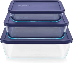 Pyrex Simply Store 3er-Pack Glas Lebensmittel Aufbewahrung Behälter mit BPA-freien Deckeln - Bild 1 von 10