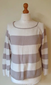 MINT VELVET - Grey And White Cotton Jumper Size 10 - Picture 1 of 3