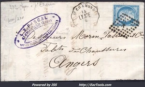 FRANCE N°60C SUR LETTRE AVEC CONVOYEUR DE STATION ST CHAMOND LIGNE 272 LY.StE. - Picture 1 of 2