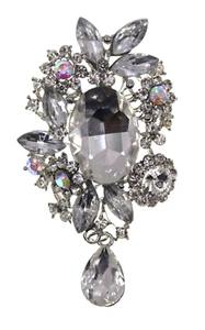 Großer Strass Vintage Nachlass Brosche Pin klar - Bild 1 von 5