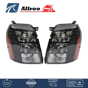 LH+RH Headlight Assembly Black For Cadillac Escalade 2007-2014 HID Clear Lens - Picture 1 of 12