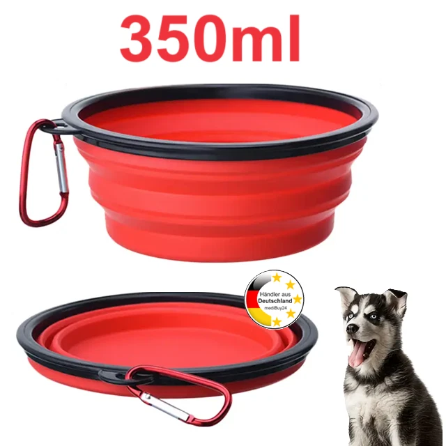 Faltbarer Hunde Katzen Fressnapf Wassernapf mit 350ml Fassungsvermögen ROT Neu✔ - Bild 1 von 1
