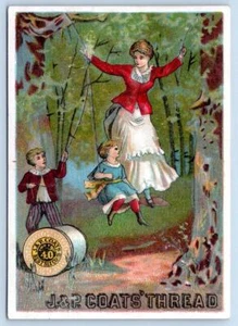 J&P MÄNTEL BESTE SECHS SPULEN BAUMWOLLE * FADEN HÄLT SCHAUKEL * VIKTORIANISCHE HANDELSKARTE - Bild 1 von 2