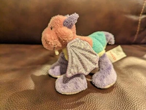 GUND RAINA Dragon Lovey Peluche Bambola Imbottita Piccola Viola Rosa Teal Giallo Alato - Foto 1 di 6