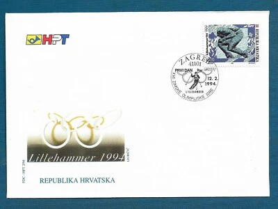 XVII Juegos Olímpicos de Invierno 1994 Lillehammer, Noruega Croacia Cubierta conmemorativa  Foto 1 de 2