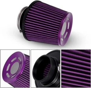 Purple Dry Filter Cold Air Intake Cone Filter 3'' 76mm Inlet High Performance US - Picture 1 of 8