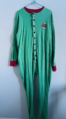 Lazy One Adult Unisex Large FlapJack Pajamas PJ Green Don’t Open Til Christmas! - Image 1 of 4