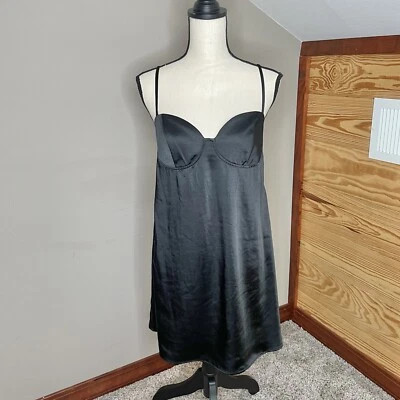 Wild Fable Bra Cup Satin Slip Dress in Black Medium NWT - Image 1 of 4