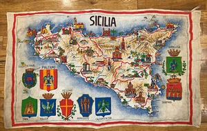 USED - WORN - Vintage Sicilia Tea Towel 33”x 22” - Picture 1 of 9