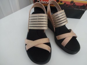 skechers sandals gold