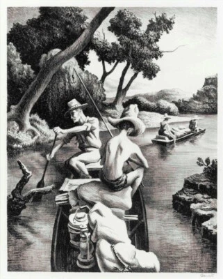 Down The River 1939 - Thomas Hart Benton arte de pared regionalista estadounidense Foto 1 de 2