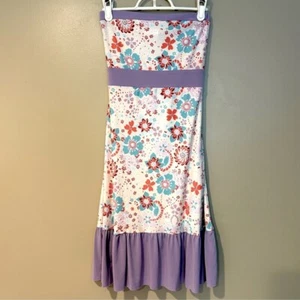 vintage 90s y2k ruffle hem strapless floral dress - Bild 1 von 6