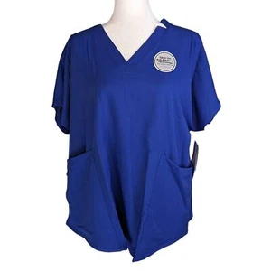 CuddlDuds Climate Right, V-Neck, 6 Pocket Scrub top Metro Blue - Picture 1 of 12