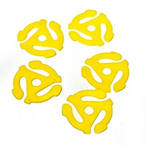 5-Pack Snap-In Adapter Inserts for 7" 45 RPM Records Yellow Plastic - Picture 1 of 5