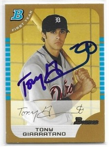 TONY GIARRATANO Autographed Signed 2005 Bowman GOLD card #167 Detroit Tigers