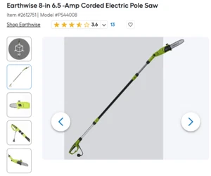 Earthwise PS44008 6.5-Amp 8-Inch Corded Electric Pole Saw Green - Picture 1 of 2