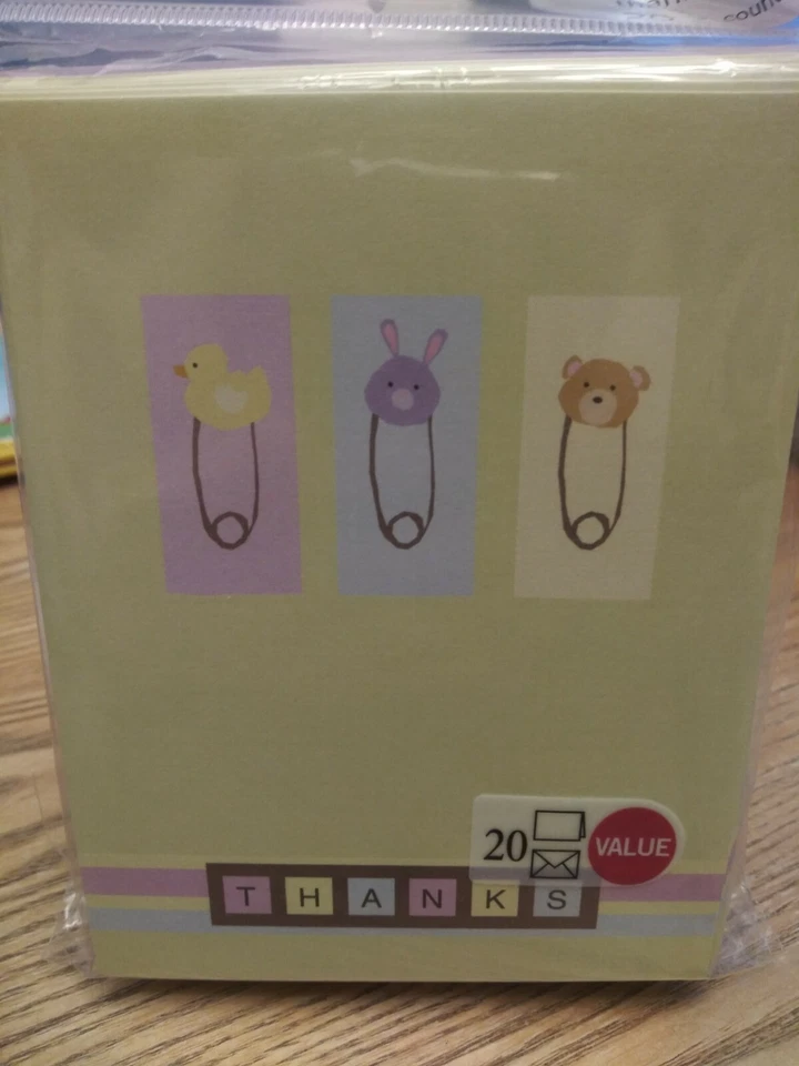 Baby Thank You Cards - NEW - 20 Count with Purple Envelopes - Blank Inside Foto 1 de 1