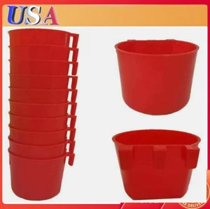 20x Tazza da Appendere Gabbia per Mangime Acqua Tazze Pollame Gamefowl Coniglio Pollo da Appendere-Rosso - Foto 1 di 11