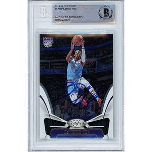 De'Aaron Fox Sac Kings Signed 2018-19 Certified Card Beckett Authentic Auto Slab