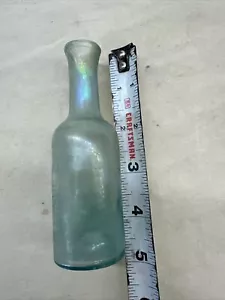 Botella de medicina de vidrio verde Pontil abierta c1850 sin marca de 4-3/4 pulgadas de alto - Imagen 1 de 10