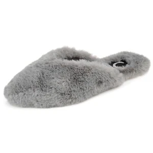 Journee Damen Sundown mandelförmige Zehenpartie Kunstfell Hausschuhe grau - Bild 1 von 6