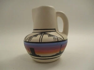 Vintage Cedar Mesa Navajo Southwestern Painted Ceramic Pottery Pitcher Signed SW - Picture 1 of 4