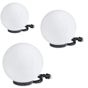 Kugelleuchten Kugellampe Gartenleuchte 3er Set 20/30/40cm weiß inkl.3m Kabel - Bild 1 von 11