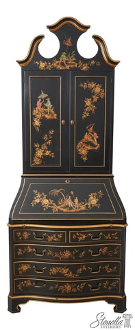 59970EC: UNION NATIONAL Chinoiserie Decorated Secretary Desk Cover