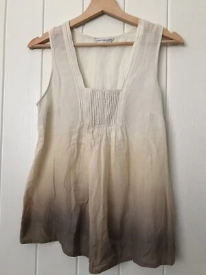 NEW M&S Marks and Spencer Collection Cream Brown Ombré Vintage Artisan Top UK 10 - Image 1 of 4