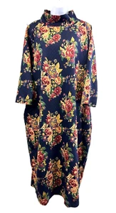 Women Mock Neck Fall Winter Mix & Match Quilted Floral Long Dress OS Fits S-XL - Picture 1 of 6