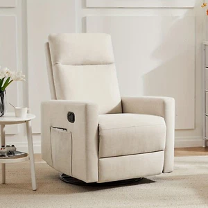 Deep Sea Upholstered Swivel Glider Recliner with Rocking Feature for Living Room - Picture 1 of 10