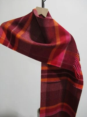 Bufanda Australian Alpaca Connection roja/rosa/naranja a cuadros 12 X 70 *NUEVA* Foto 1 de 4