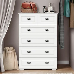 6 Drawers Tall Dresser for Bedroom, Wood Chest of Drawers with Deep Drawers U.S - Picture 1 of 9