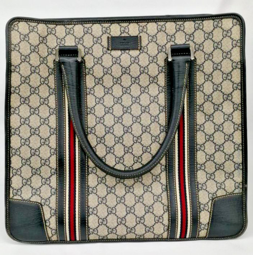 Borsa Gucci Sherry GG Supreme tote bag a mano in pelle PVC blu navy usata