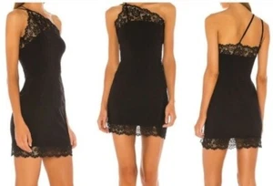 Free People Premonition Bodycon Intimately Vetiver Bloom Black Lace Trim S NWT - Picture 1 of 9