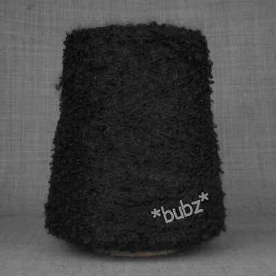 PURE WOOL MOHAIR LOOP BOUCLE YARN 400g CONE CHARCOAL GREY DK KNITTING WEAVING - Image 1 of 2