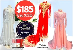 [Sale]UNIQUE DESIGN 3 Layer Bridal Ao Dai w/ Train + Pants; Plus or Custom Size - Picture 1 of 11