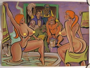 UNIVERSAL MONSTERS 'MY KINDA GIRLS' Original PASTEL DRAWING by Artist Bennett - Picture 1 of 1