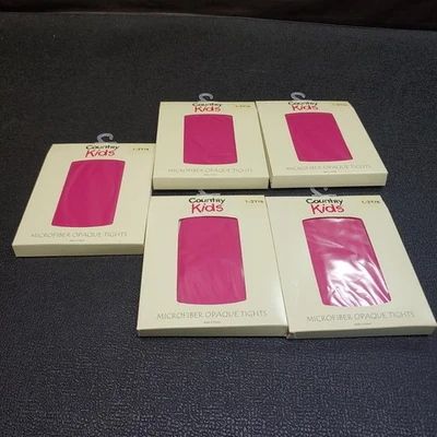 Lot Of 5 Country Kids Microfiber Opaque Tights 1-3 Years Girl's New Hot Pink - Image 1 of 4