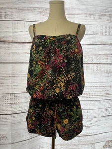 PINK by Victoria's Secret Size Medium Dark Florals Sleeveless Romper - Picture 1 of 7