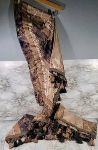 Croscill Waterfall Valance Set Of 4 / Tassled Edge / 64x21 Inches / Gold & Blue - Picture 1 of 4