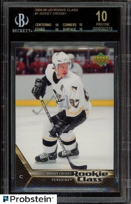 2005-06 UD Rookie Class Hockey #1 Sidney Crosby RC Rookie BGS 10 ETIQUETA NEGRA Foto 1 de 2