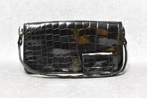 Vintage Damen Tasche aus schwarzem Lackleder Krokodil mit Geldbörse #45 - Bild 1 von 7